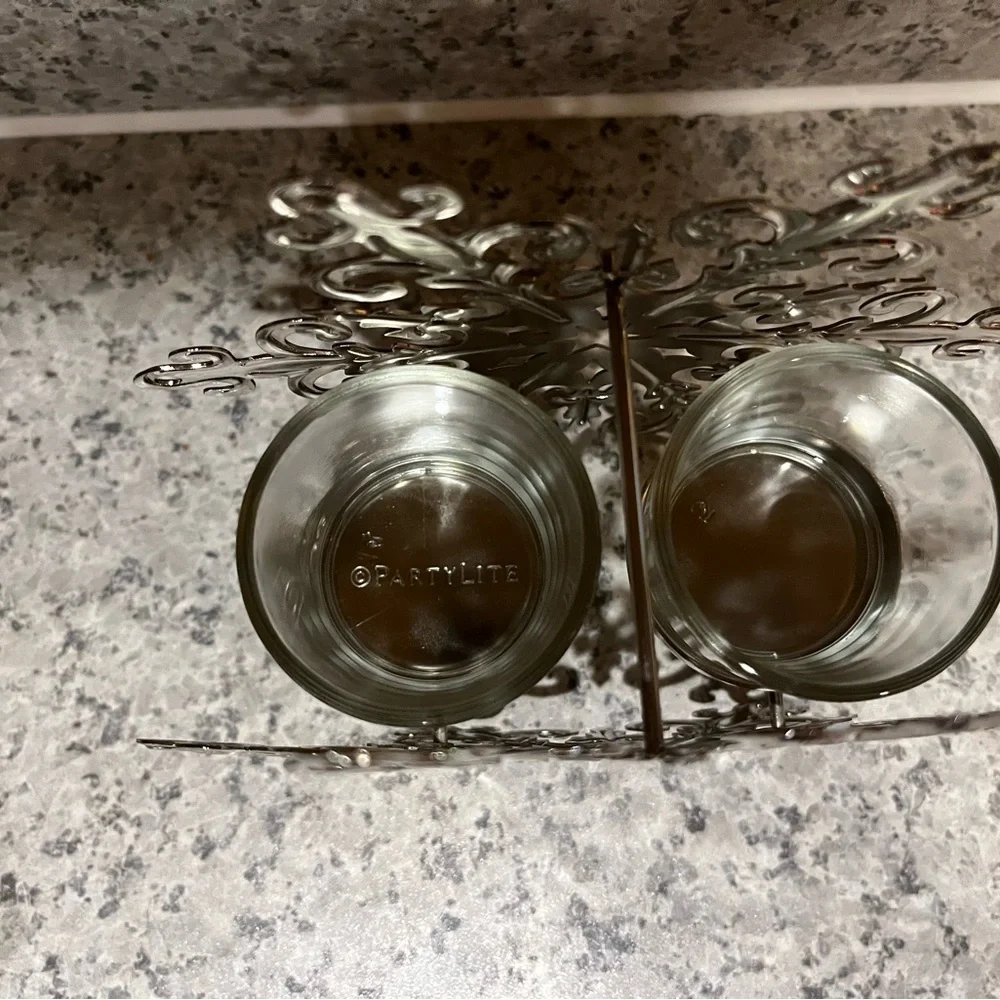 Rare PARTYLITE Silver Tone Snowflake Candle Holders - Picture 8 of 14